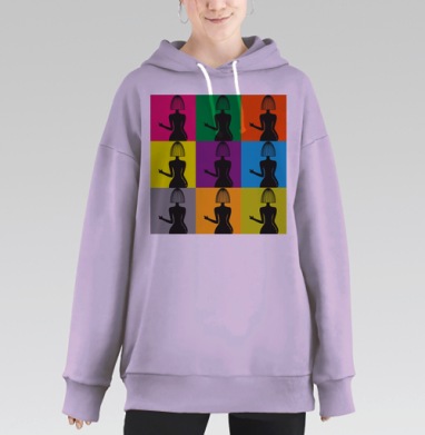 Разноцветный, Hoodie Long Oversize Fiolet