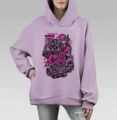 Рободиджей, Hoodie Mono Fiolet, оверсайз, утепленная