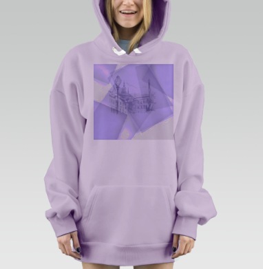 Роскошный лиловый рисунок архитектуры, Hoodie Mjhigh Dig Mel, Fiolet, утепленная