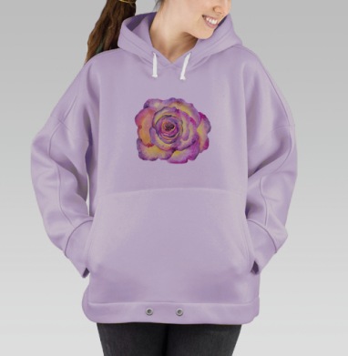 Розовая роза, акварель, Hoodie Oversize Fiolet