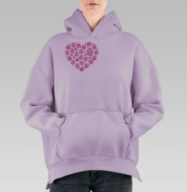 Розовые капкейки в форме сердца выложены всегда рядом, Hoodie Oversize Fiolet, утепленная