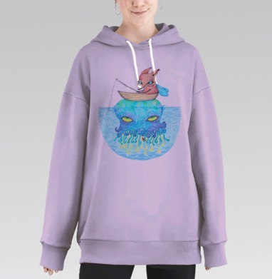 Рыбалка на медузе, Hoodie Long Oversize Fiolet