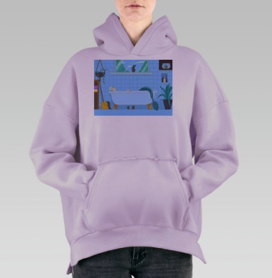 Русал в ванной, Hoodie Oversize Fiolet, утепленная