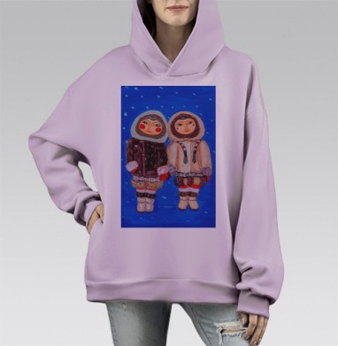 С любимыми не расставайтесь, Hoodie Mono Fiolet, оверсайз, утепленная