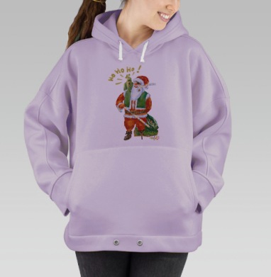 Санта с попугаем и сладостями на Рождество, Hoodie Oversize Fiolet