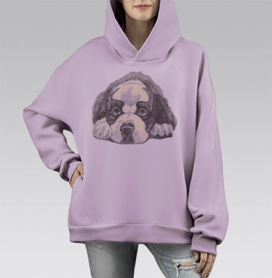 Сенбенар, Hoodie Mono Fiolet, оверсайз, утепленная