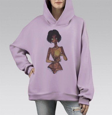 Сердце куклы, Hoodie Mono Fiolet, оверсайз, утепленная