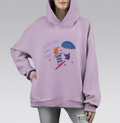 Серфер, Hoodie Mono Fiolet, оверсайз, утепленная