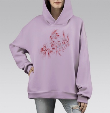 Серия Бой мужчина, Hoodie Mono Fiolet, оверсайз, утепленная