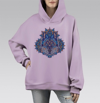 Северный зверь, Hoodie Mono Fiolet, оверсайз, утепленная