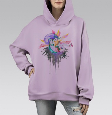 Шаманка, Hoodie Mono Fiolet, оверсайз, утепленная