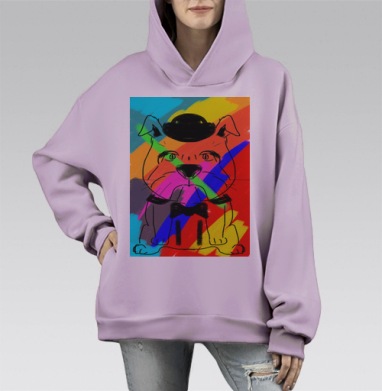 Шерлок Дог, Hoodie Mono Fiolet, оверсайз, утепленная