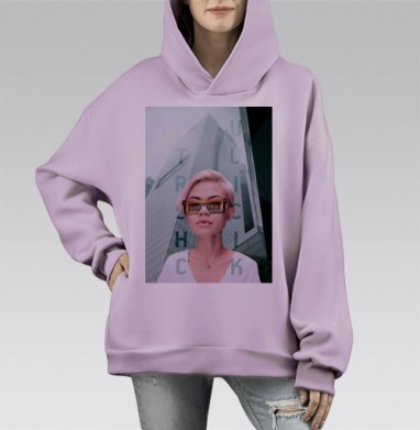 Шоппинг мод он, Hoodie Mono Fiolet, оверсайз, утепленная