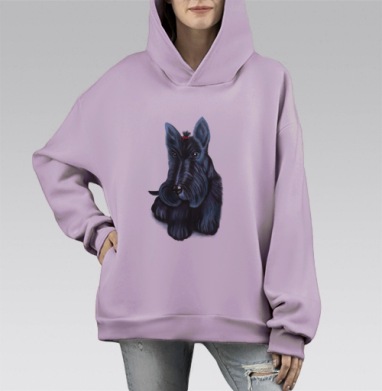 Шотландский терьер, Hoodie Mono Fiolet, оверсайз, утепленная