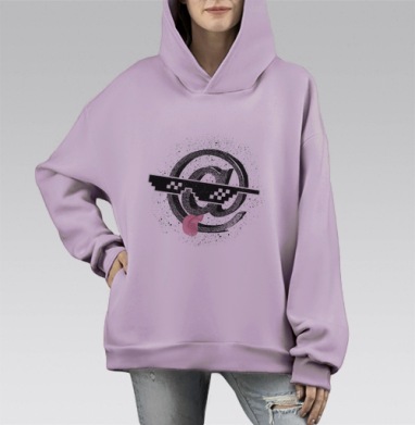Символ.собачка, Hoodie Mono Fiolet, оверсайз, утепленная