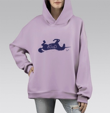 Синий экран смерти, Hoodie Mono Fiolet, оверсайз, утепленная