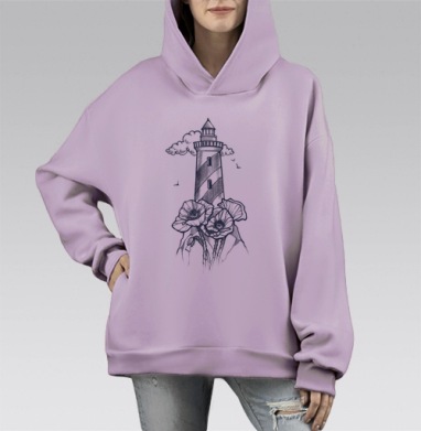 Синий маяк, Hoodie Mono Fiolet, оверсайз, утепленная