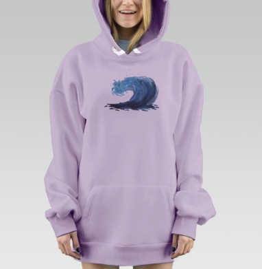 Синяя волна энергия воды свободы, Hoodie Mjhigh Dig Mel, Fiolet, утепленная