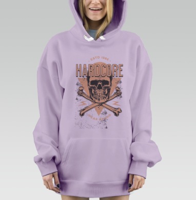 Скелет хардкор череп кости навсегда, Hoodie Mjhigh Dig Mel, Fiolet, утепленная