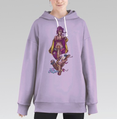 Скейт и мороженка, Hoodie Long Oversize Fiolet