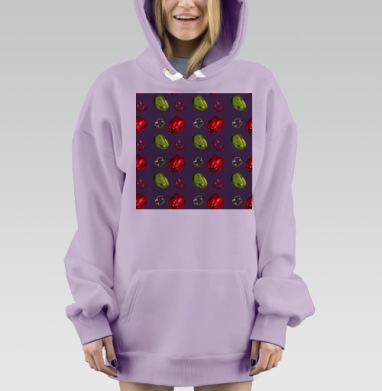 Сладкие красные зеленые перцы фиолетовом фоне, Hoodie Mjhigh Dig Mel, Fiolet, утепленная