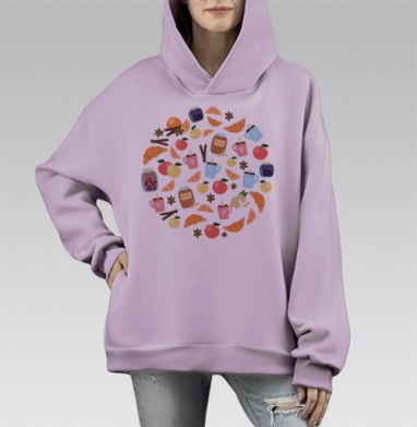 Сладости и радости, Hoodie Mono Fiolet, оверсайз, утепленная