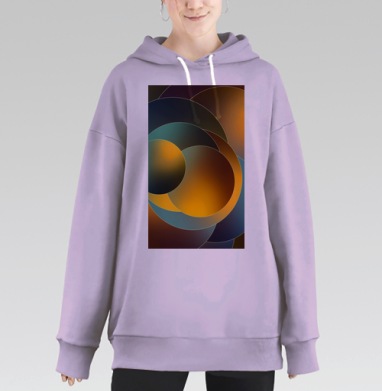 Сложные сферы в золотистых оттенках и бирюзовом цвете, Hoodie Long Oversize Fiolet