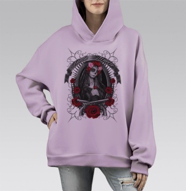 Смерть с ружьём., Hoodie Mono Fiolet, оверсайз, утепленная