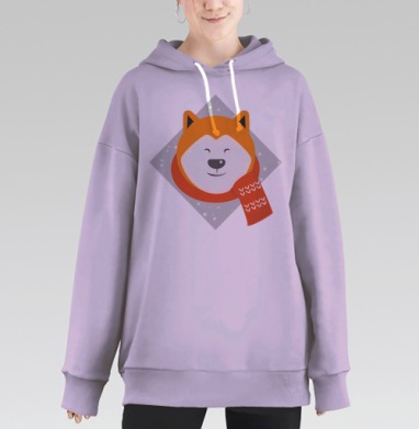 Собачка с шарфом, Hoodie Long Oversize Fiolet