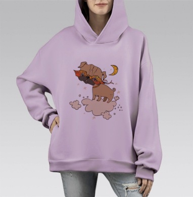 Собачка в маске, Hoodie Mono Fiolet, оверсайз, утепленная