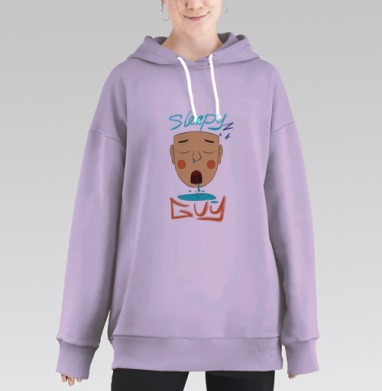 Сонный парень с капающей слюной на тёмно зелёном фоне, Hoodie Long Oversize Fiolet