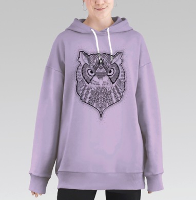 Сова - викинг, Hoodie Long Oversize Fiolet