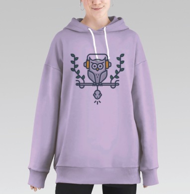 Сова и мышь, Hoodie Long Oversize Fiolet
