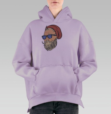 Современный Дед Мороз в очках с красной шапкой, Hoodie Oversize Fiolet, утепленная