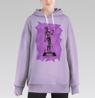 Спортивная кошка, Hoodie Long Oversize Fiolet