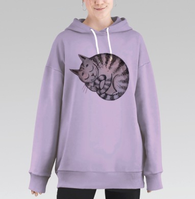 Спящий котик, Hoodie Long Oversize Fiolet