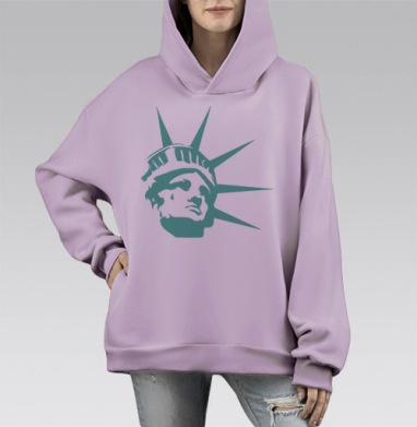 СтатуяСвободы, Hoodie Mono Fiolet, оверсайз, утепленная