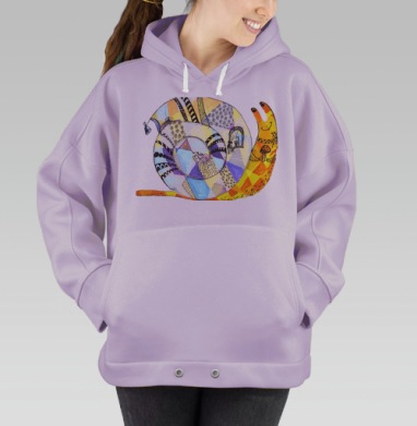 Стильная яркая улитка с мозаичной раковиной и узорами, Hoodie Oversize Fiolet