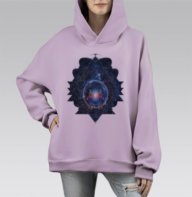 Сверхновая, Hoodie Mono Fiolet, оверсайз, утепленная