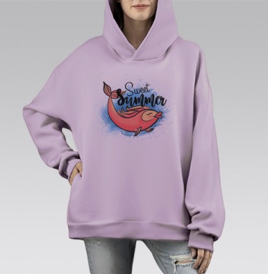 SweetSummer / Сладкое Лето, Hoodie Mono Fiolet, оверсайз, утепленная