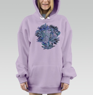 Танец холодных тропических растений в ночи, Hoodie Mjhigh Dig Mel, Fiolet, утепленная