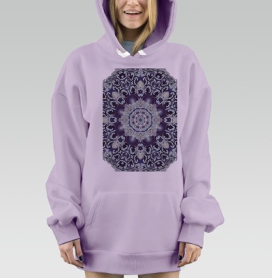 Тайная мистическая мандала темные сиреневые оттенки, Hoodie Mjhigh Dig Mel, Fiolet, утепленная