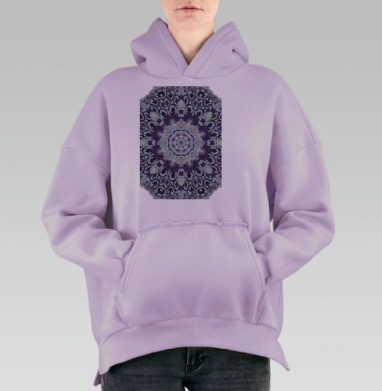 Тайная мистическая мандала темные сиреневые оттенки, Hoodie Oversize Fiolet, утепленная