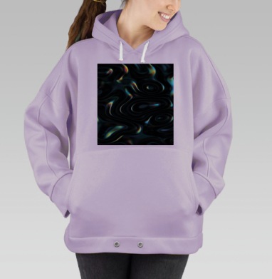 Текучие Голографические Эффекты Черной Жидкости, Hoodie Oversize Fiolet