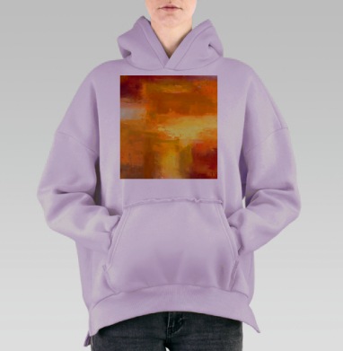 Теплое Слияние Красных Оранжевых Оттенков, Hoodie Oversize Fiolet, утепленная
