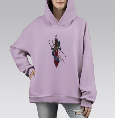Тесак, Hoodie Mono Fiolet, оверсайз, утепленная