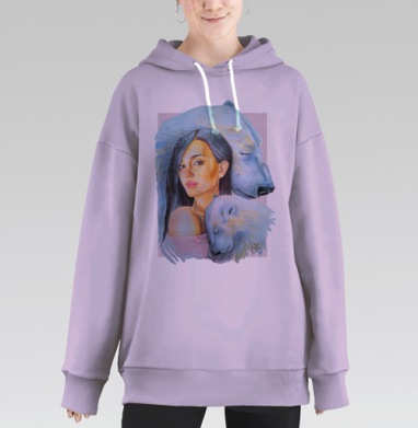 Тотем белый медведь, Hoodie Long Oversize Fiolet