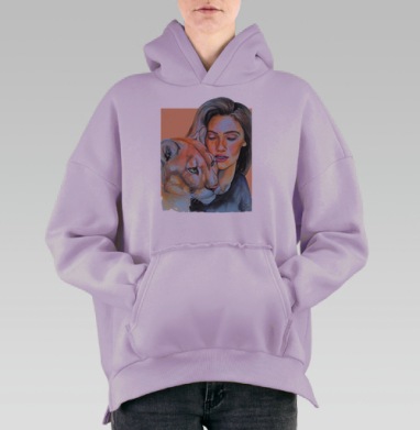 Тотем пума, Hoodie Oversize Fiolet, утепленная