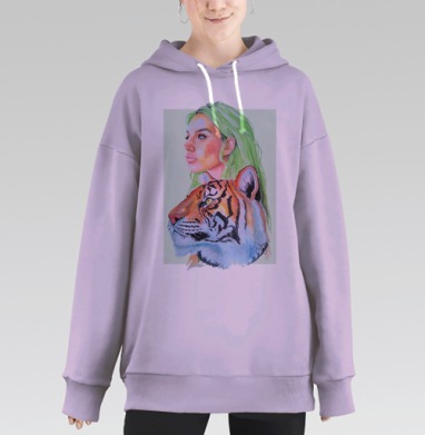 ТОТЕМ ТИГР, Hoodie Long Oversize Fiolet