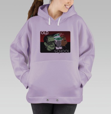 Три персонажа олдскул драйв ретро стиль, Hoodie Oversize Fiolet